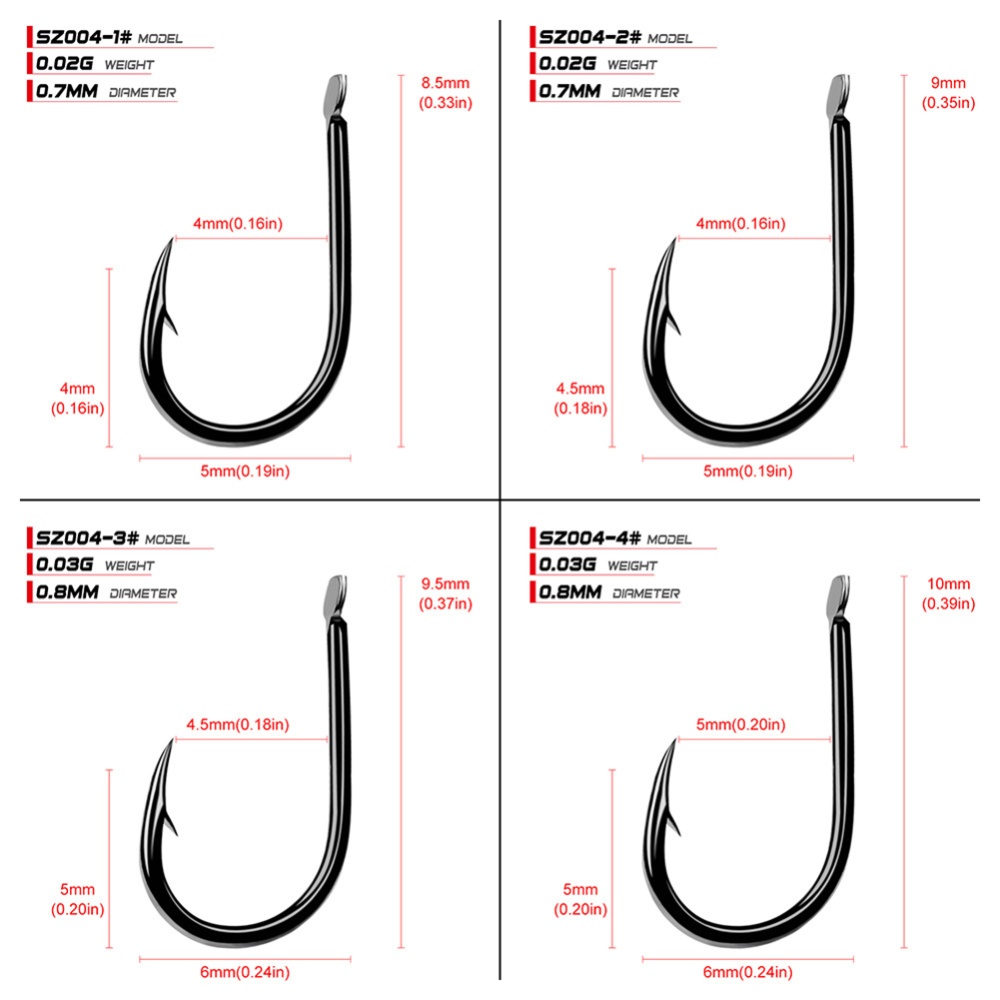 200pcs High Carbon Steel1#-15# Fishing Hook Single Soft Bait Accessories 1#(200pcs/package) - Image 3