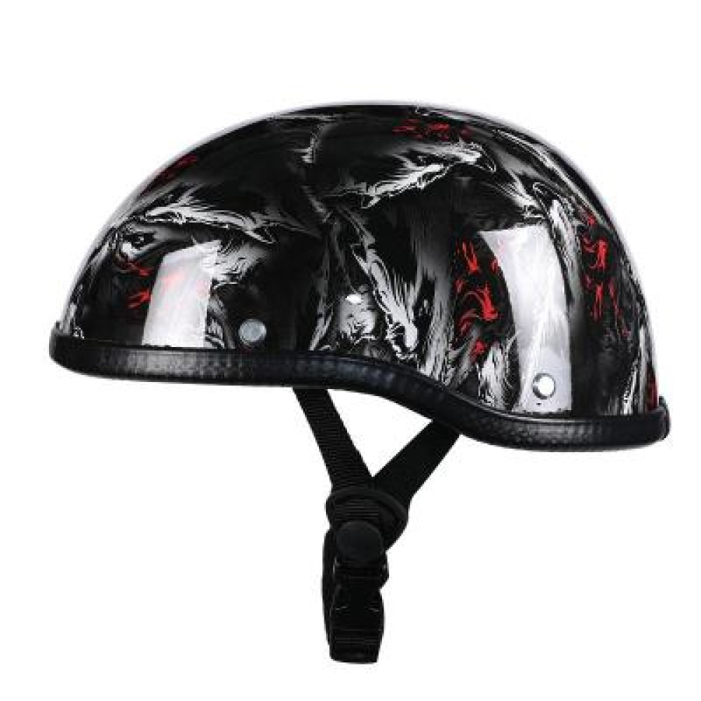 Adult Motorcycle Half Face Vintage Helmet Hat Cap Motorcross Moto Racing Helmets Ninja Red - Image 2