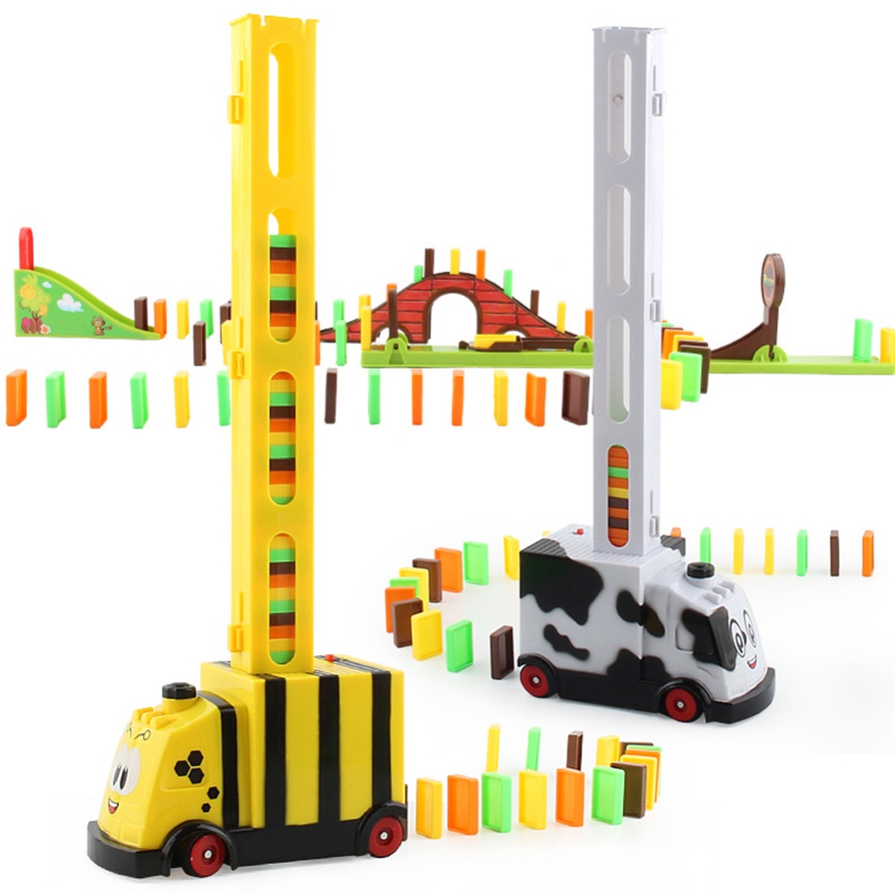 Electric Domino Train Diy Automatic Laying Building Blocks Educational Toy For Kids Gifts pink - Image 3