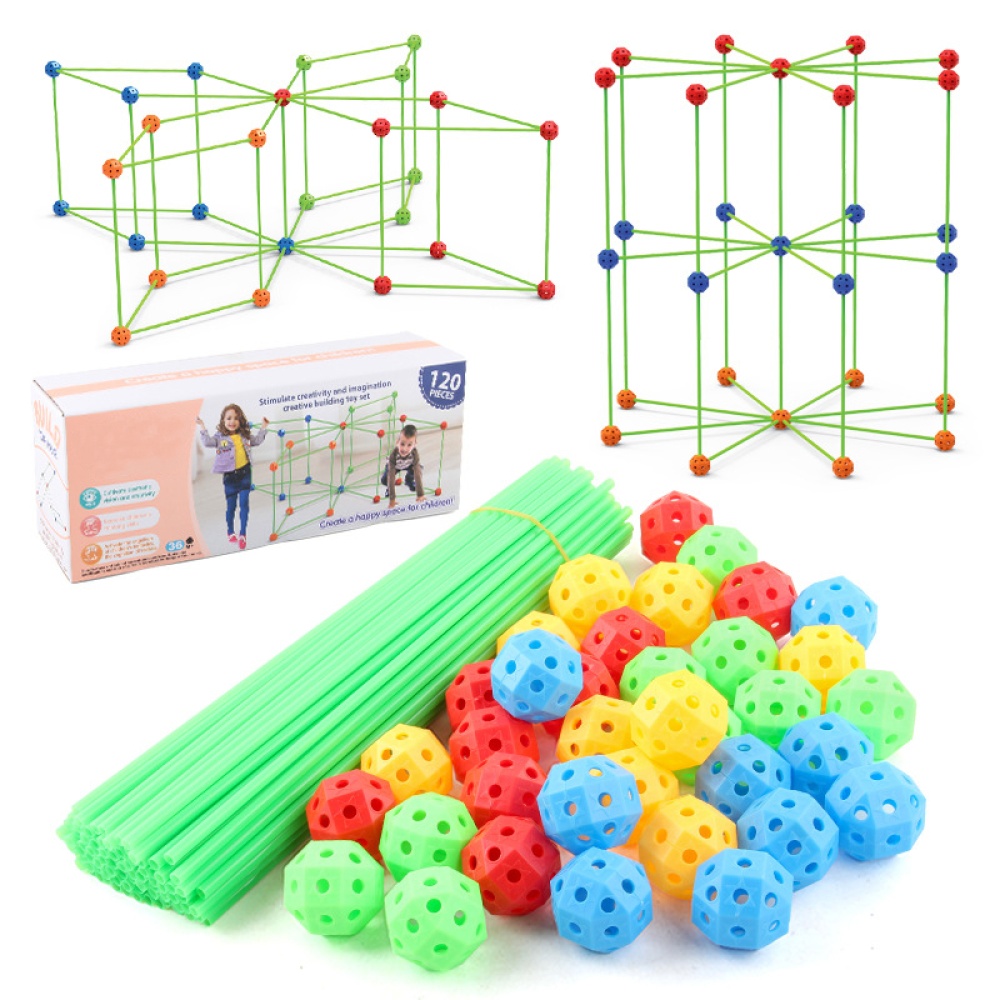 Kids Castle Tent Beaded Toy Children Construction Fort Building Kits Handmade Diy Puzzle Toys Polygon tent - Image 2