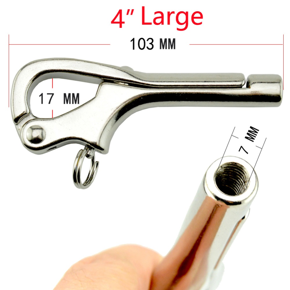 Openable Slide Hooks Shackle Stainless Steel Quick Release Hand Rail Guardrails 4 inch large - Image 2