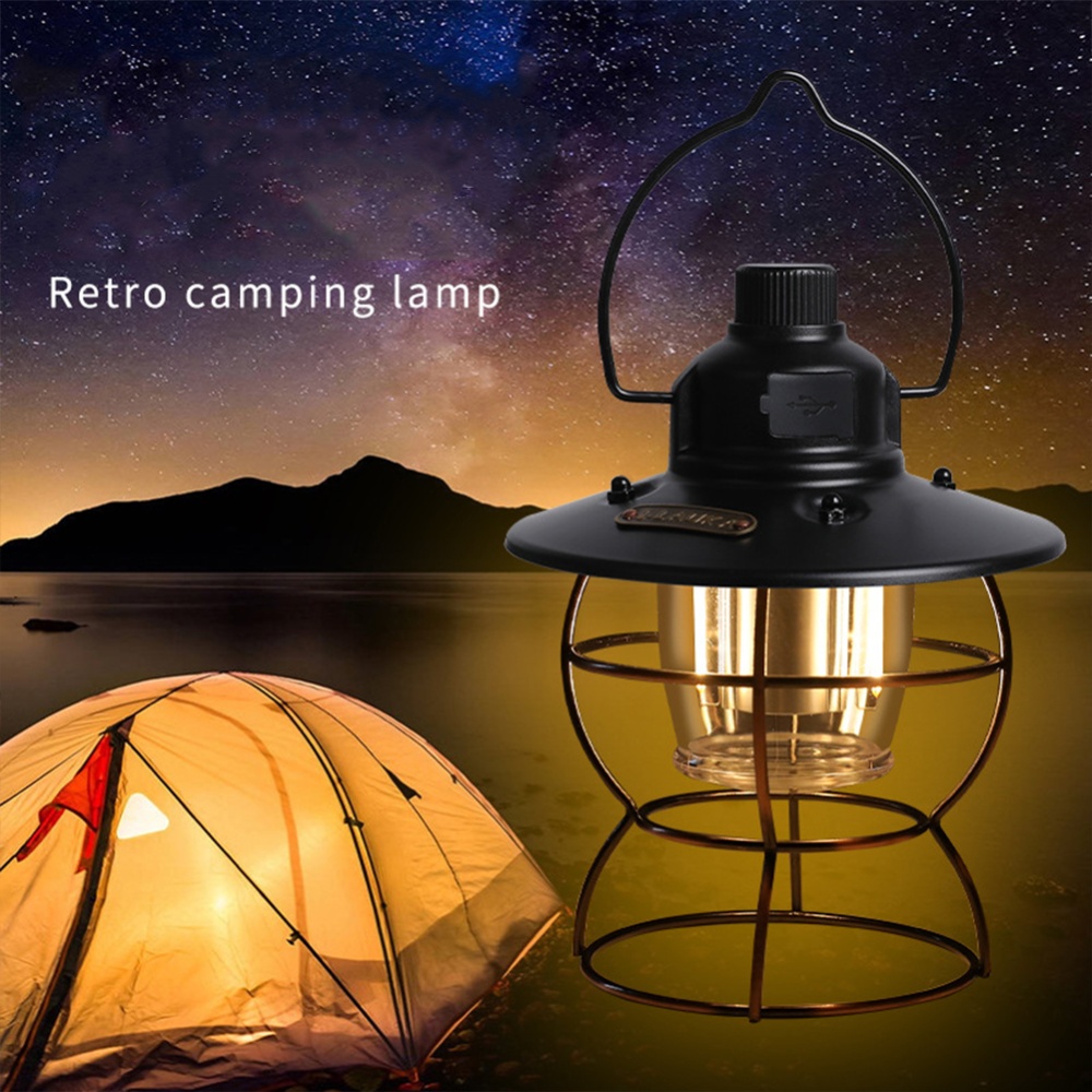 Led Portable Tent Light Multi-functional Outdoor Camping Lighting Lamp Waterproof Retro Lantern For Garden Street Path Lawn black (bronze fr - Image 3