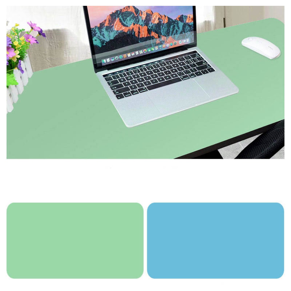 Double Sided Desk Mousepad Extended Waterproof Microfiber Gaming Keyboard Mouse Pad for Office Home School Army Green + Light Gray_Size: 30x - Image 2