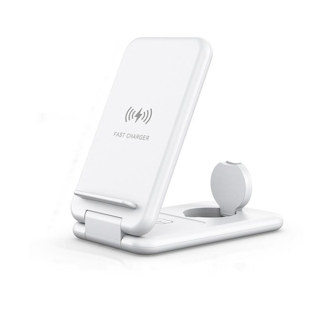 Folding 3-in-1 Wireless Charger Stand 15w Fast Charging Dock Station for Watch Earphone Mobile Phone Black - Image 2