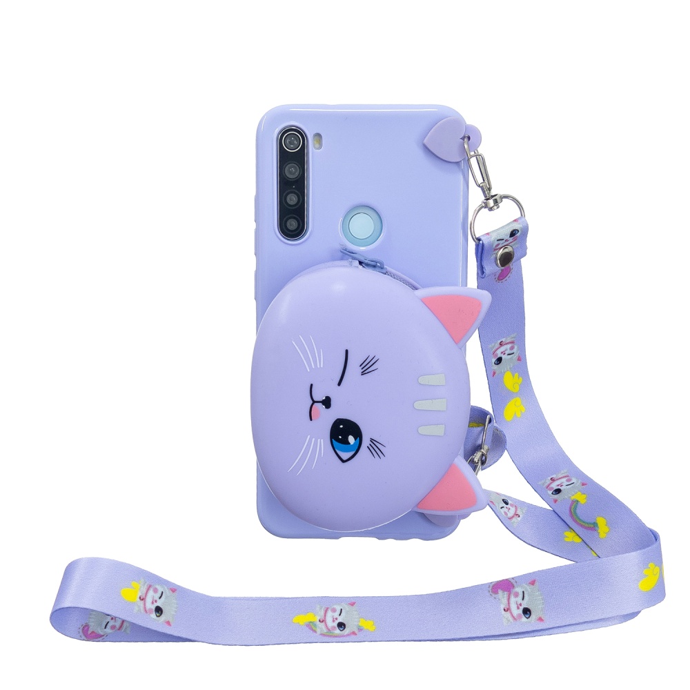 For Redmi Note 8/8T/8 Pro Cellphone Case Mobile Phone Shell Shockproof TPU Cover with Cartoon Cat Pig Panda Coin Purse Lovely Shoulder Starp - Image 3