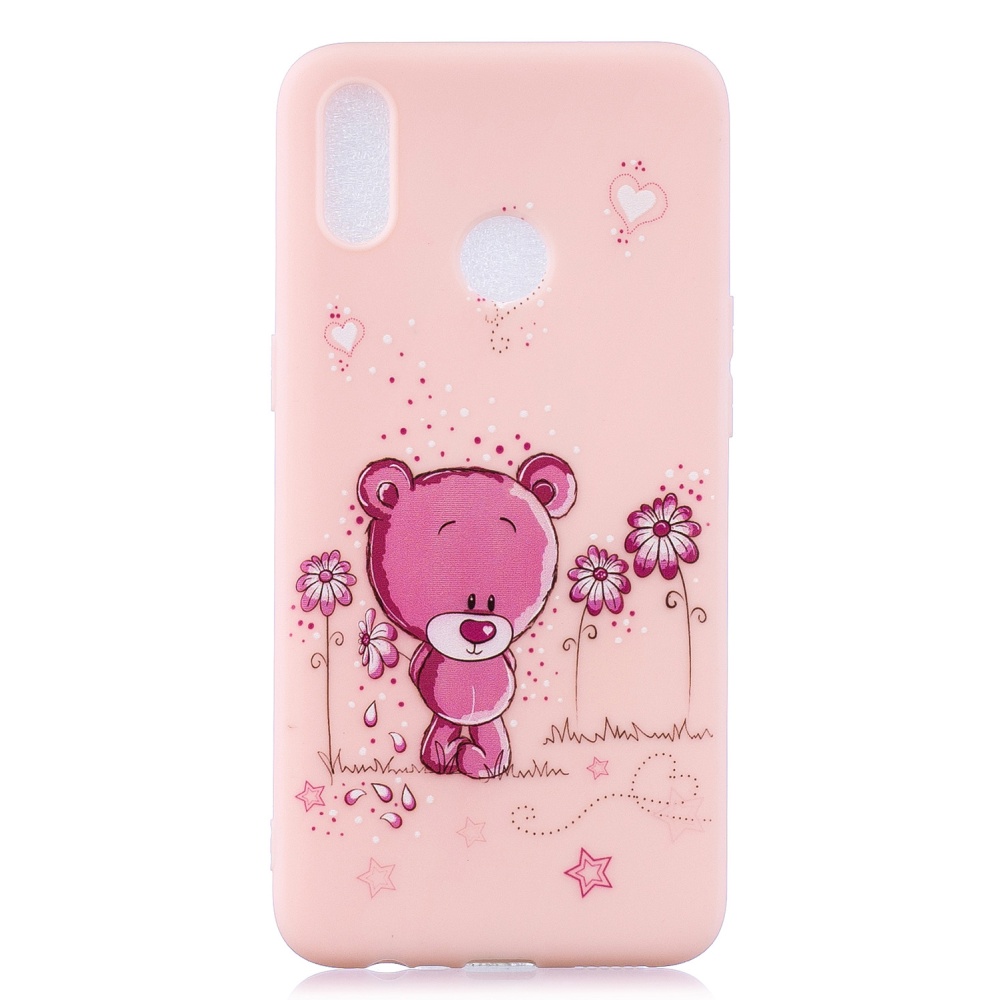 For OPPO Realme 3 Cartoon Lovely Coloured Painted Soft TPU Back Cover Non-slip Shockproof Full Protective Case with Lanyard Light pink - Image 3