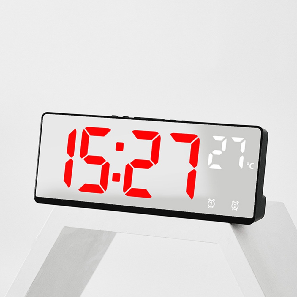 6.9 Inches Electronic Alarm Clock 5 Levels Brightness Adjustable Large Screen Student Desk Table white - Image 3