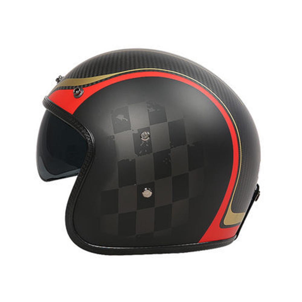 Retro Helmet Carbon Fibre Half Covered Riding Matte 24K carbon fiber XXL - Image 3