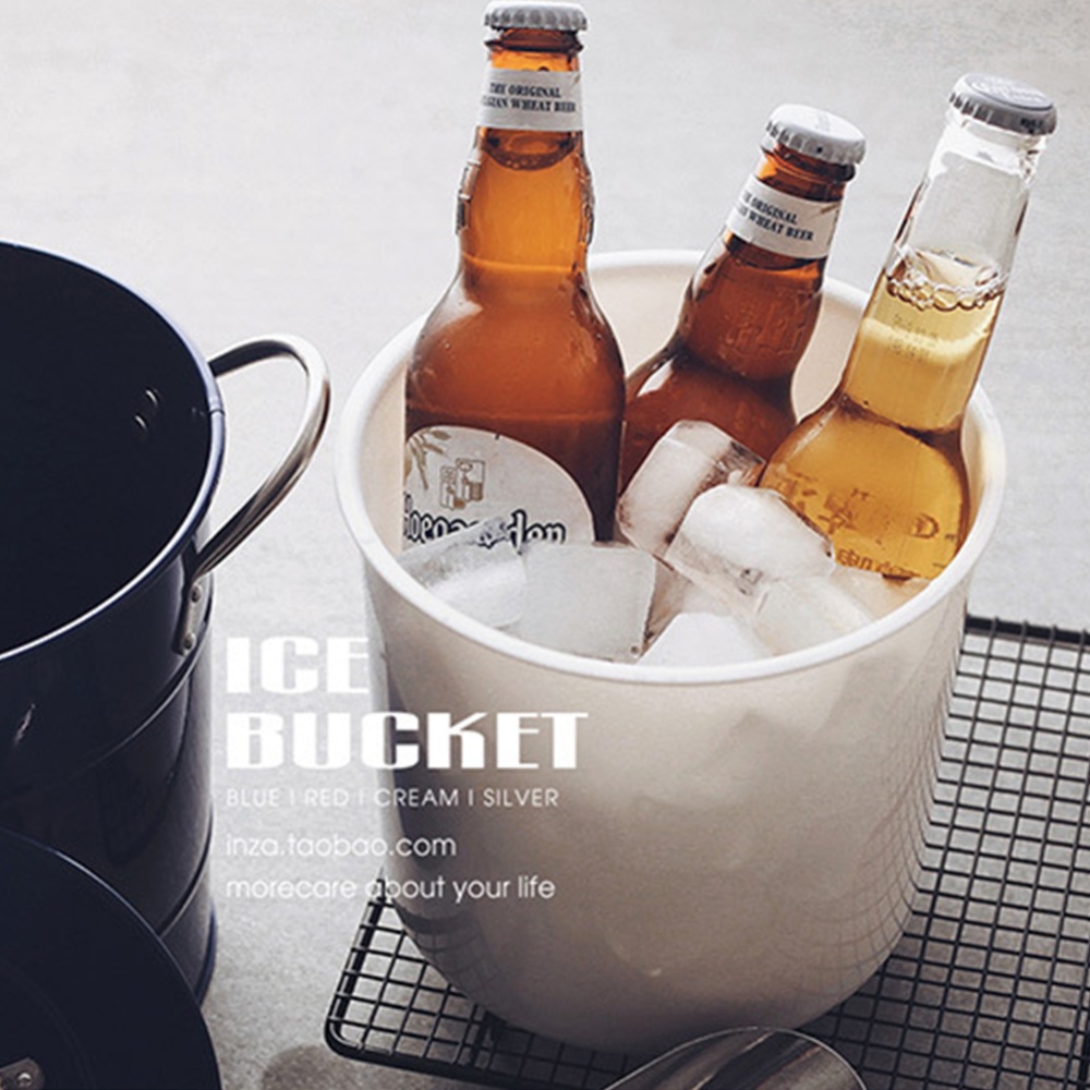 Thickened Ice Bucket With Lid Handles Portable Multi-purpose Beverage Tub Insulated Drink Chiller White - Image 2