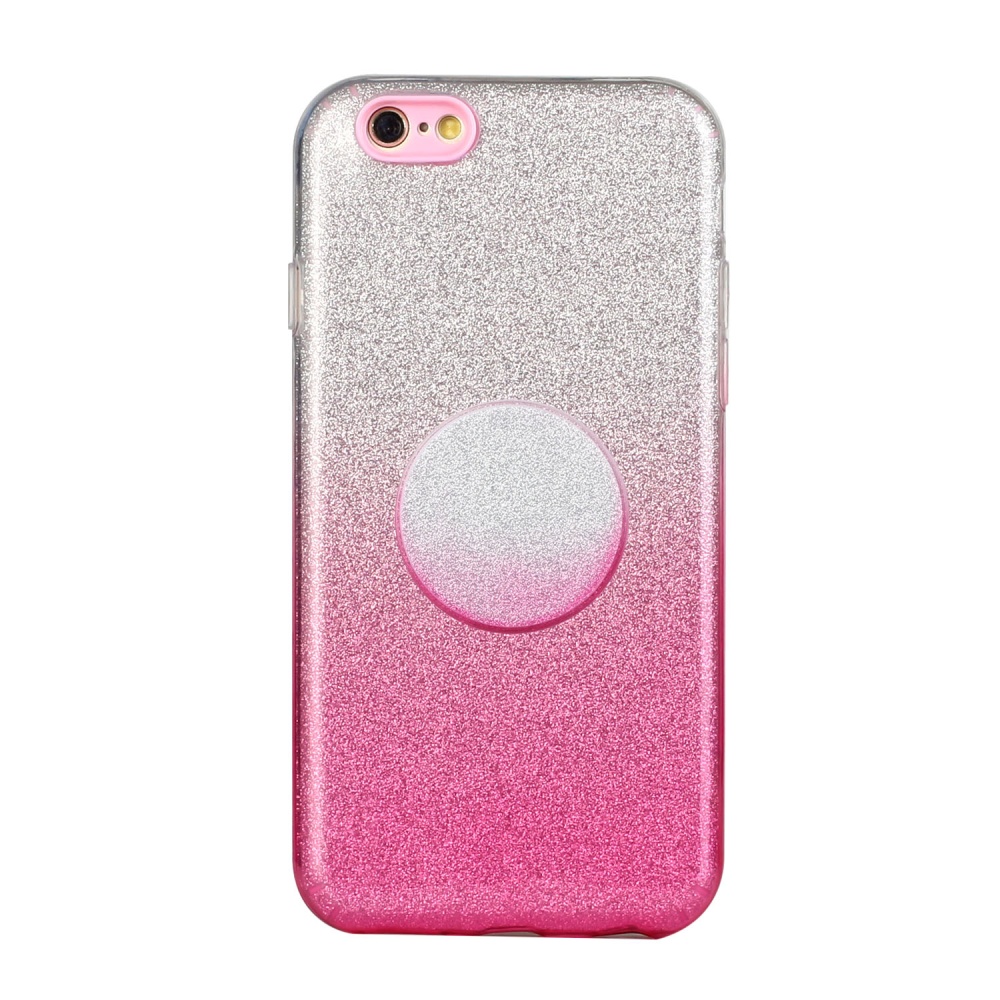 For iphone 6/6S/6 plus/6S plus/7/8/SE 2020 Phone Case Gradient Color Glitter Powder Cover with Airbag Bracket Pink - Image 3