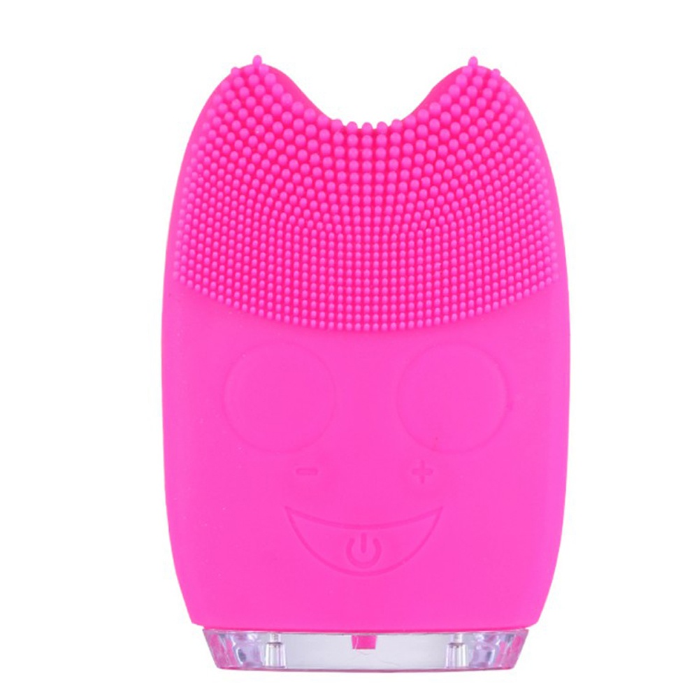 Electric Silicone Ultrasonic Vibration Massage Facial Cleaner Pink_Pink - Image 2