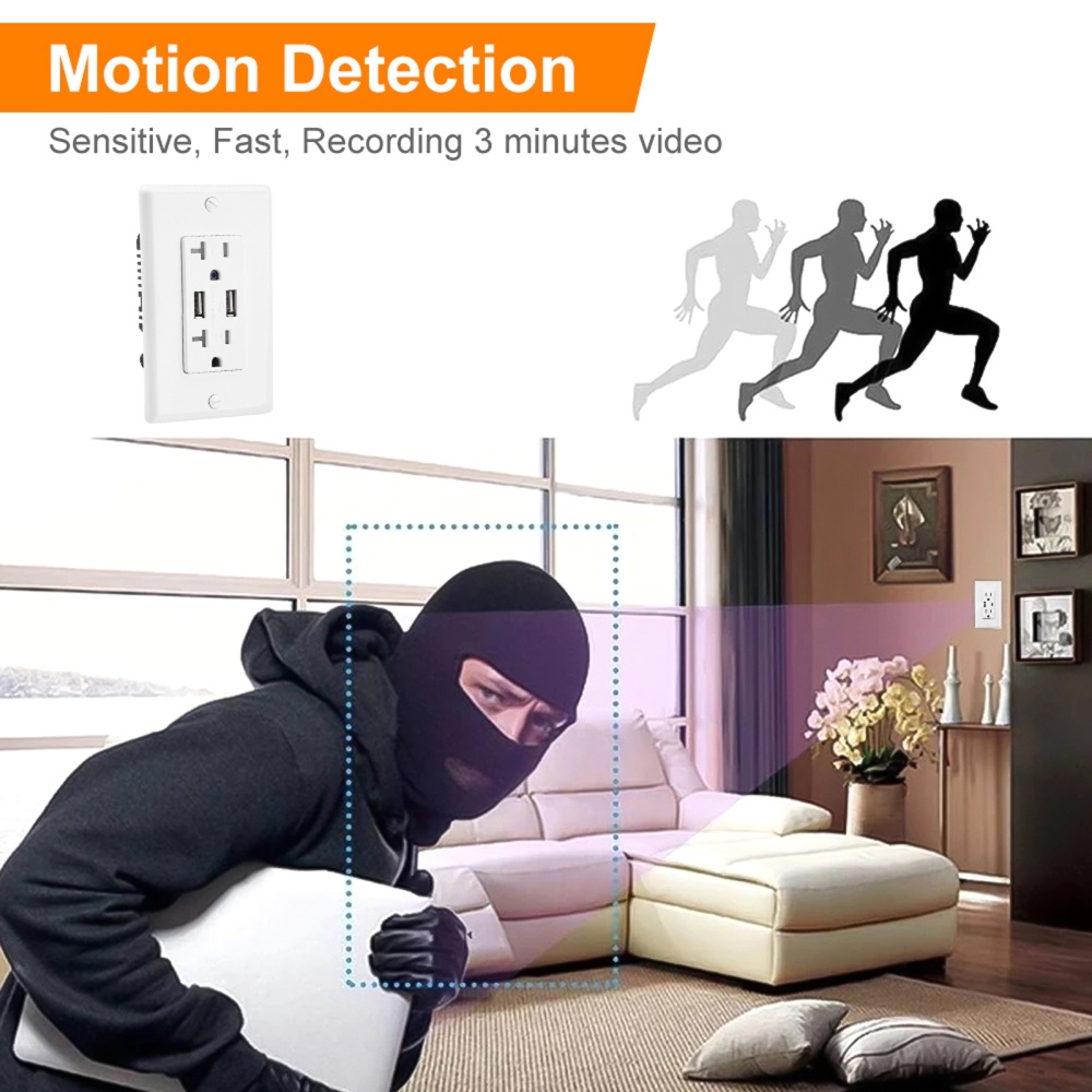 Socket Base Mini Camera Usb Interface Power Outlet HD Wifi Wireless IP Camcorder - Image 2