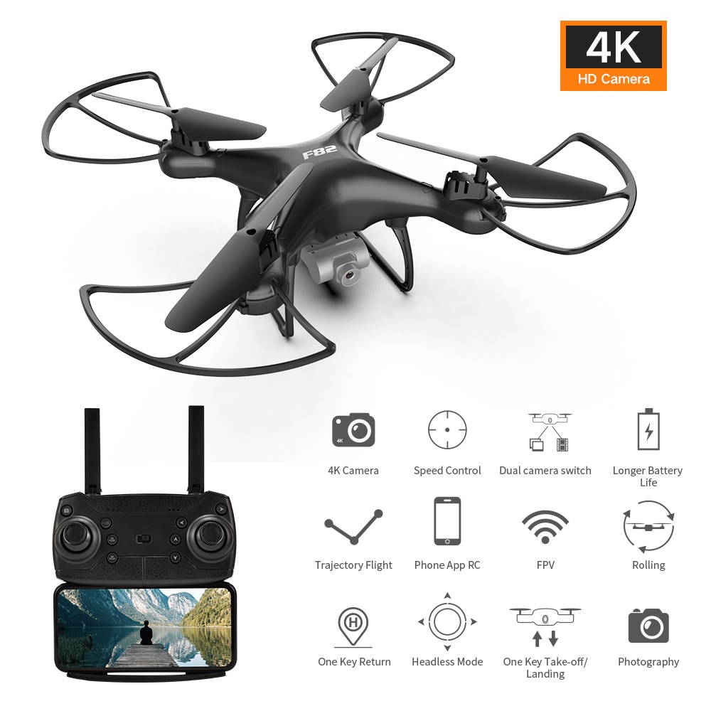 F82 Drone Long Endurance 20 Minutes 4k Dual-camera Real-time Image Transmission Aircraft Fixed Altitude Rc Black dual camera 720P 2B - Image 3