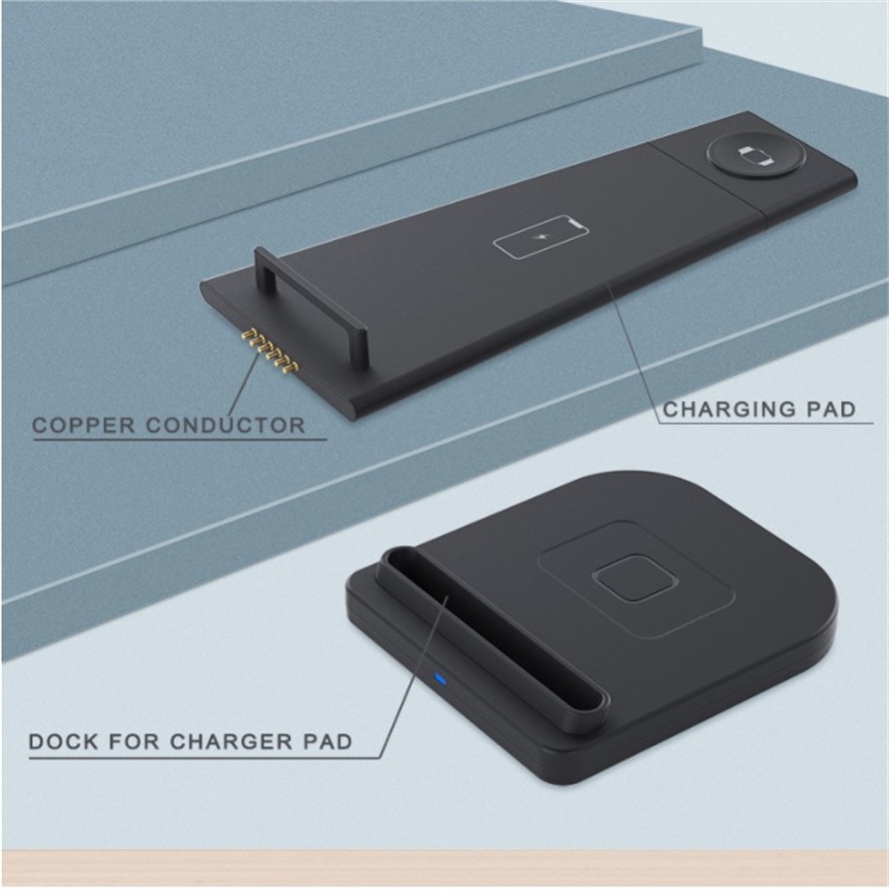 3-in-1 Wireless Charger Stand Pd / Qc3.0 Fast Charge Dock Station Compatible for iPhone iWatch Airpods Black B-12 - Image 3