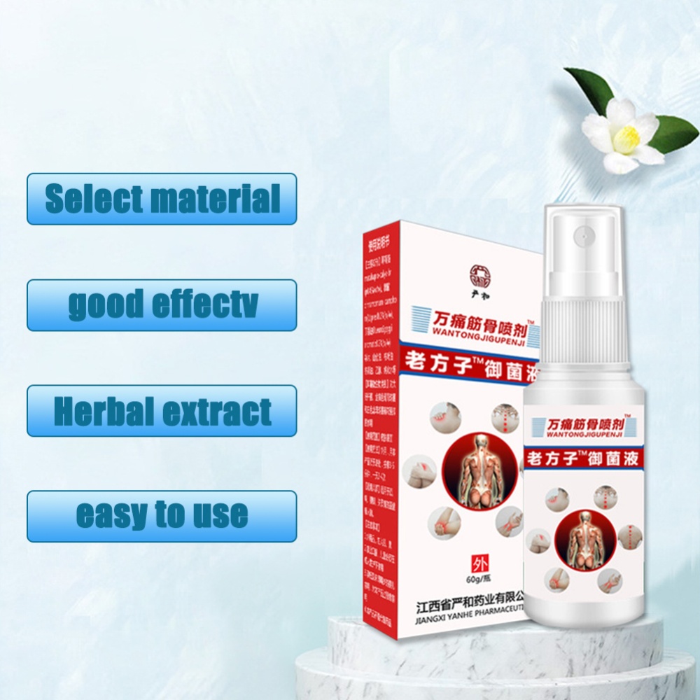 60g Spray Agent Rheumatism Pain Relief Collateral Antibacterial Liquid Wantong Muscle Spray_60g - Image 3