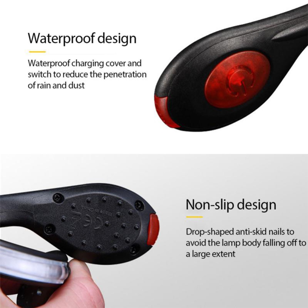 Running Light Usb Rechargeable Luminous Shoe Clip Night Led Safety Flashing Warning Red - Image 3