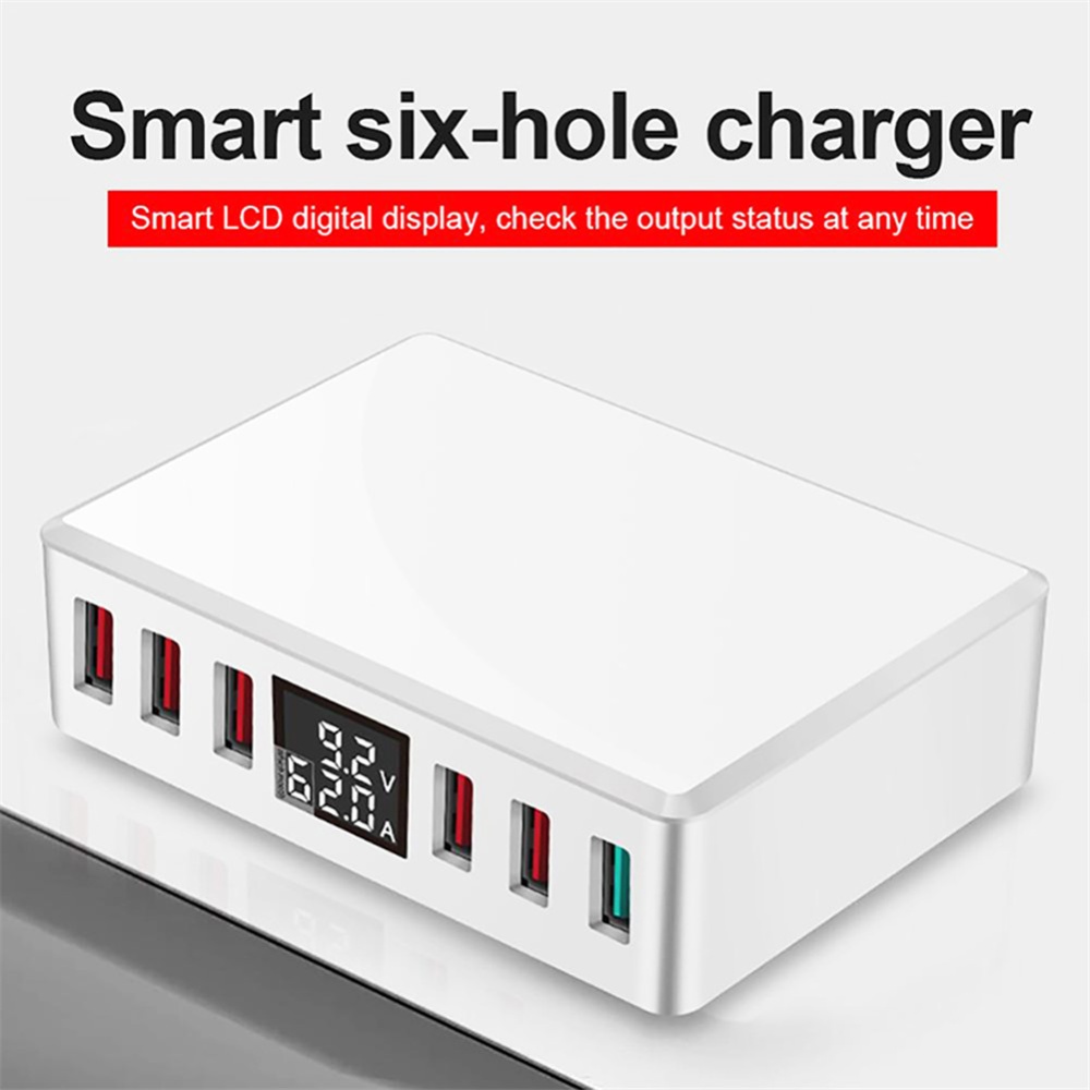 Travel Charger 6-USB Port Digital Display Extended Socket QC 3.0 Fast Charge Station Multi-Port USB Charging Plug UK - Image 3