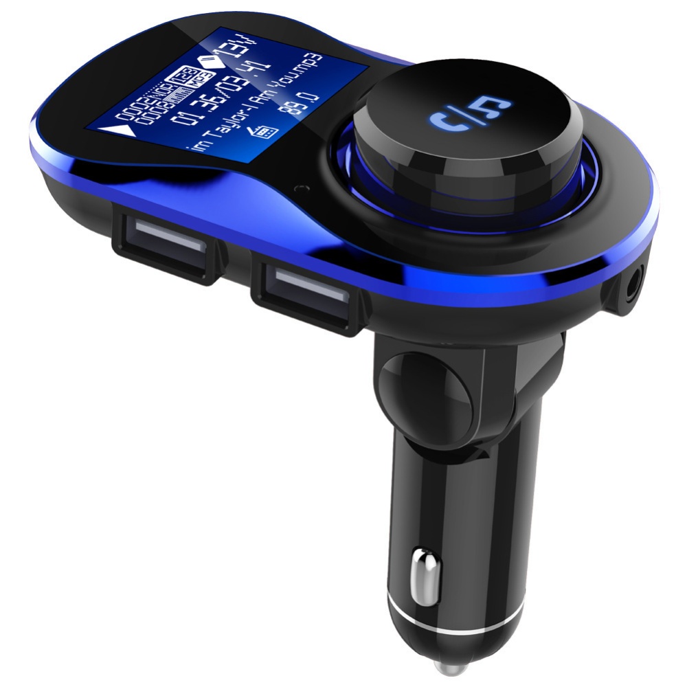 Vehicle Car MP3 Bluetooth Player FM Transmitter Dual USB Charger Hands-free Royal blue - Image 3