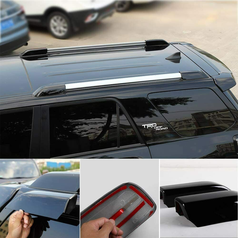 4 Pcs/set Luggage Rack Cover Roof Rails End Cap Protection For 4runner Black - Image 2