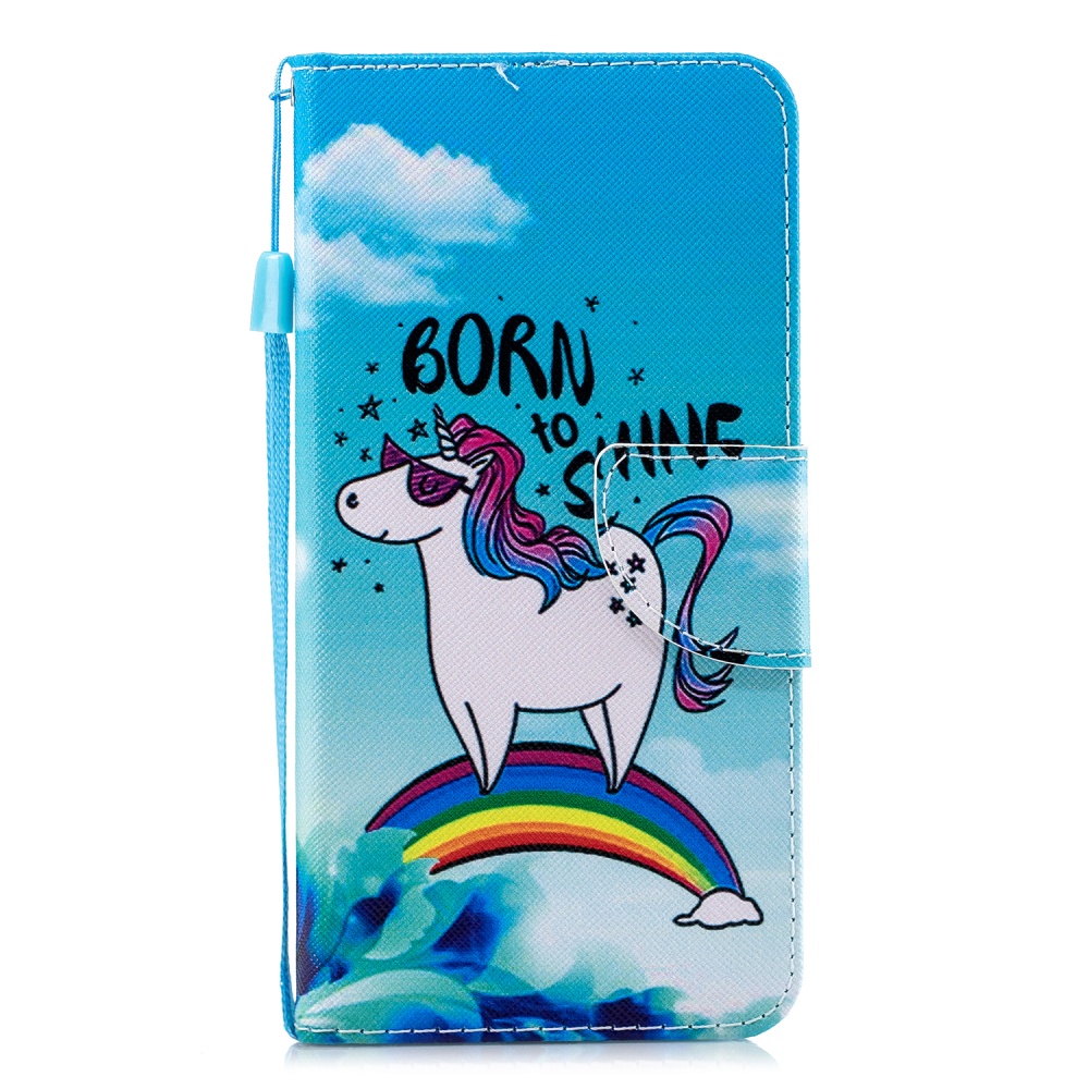 For Redmi Note 8/8 Pro Cellphone Cover Stand Function Wallet Design PU Leather Smartphone Shell Elegant Pattern Printed Rainbow horse - Image 3