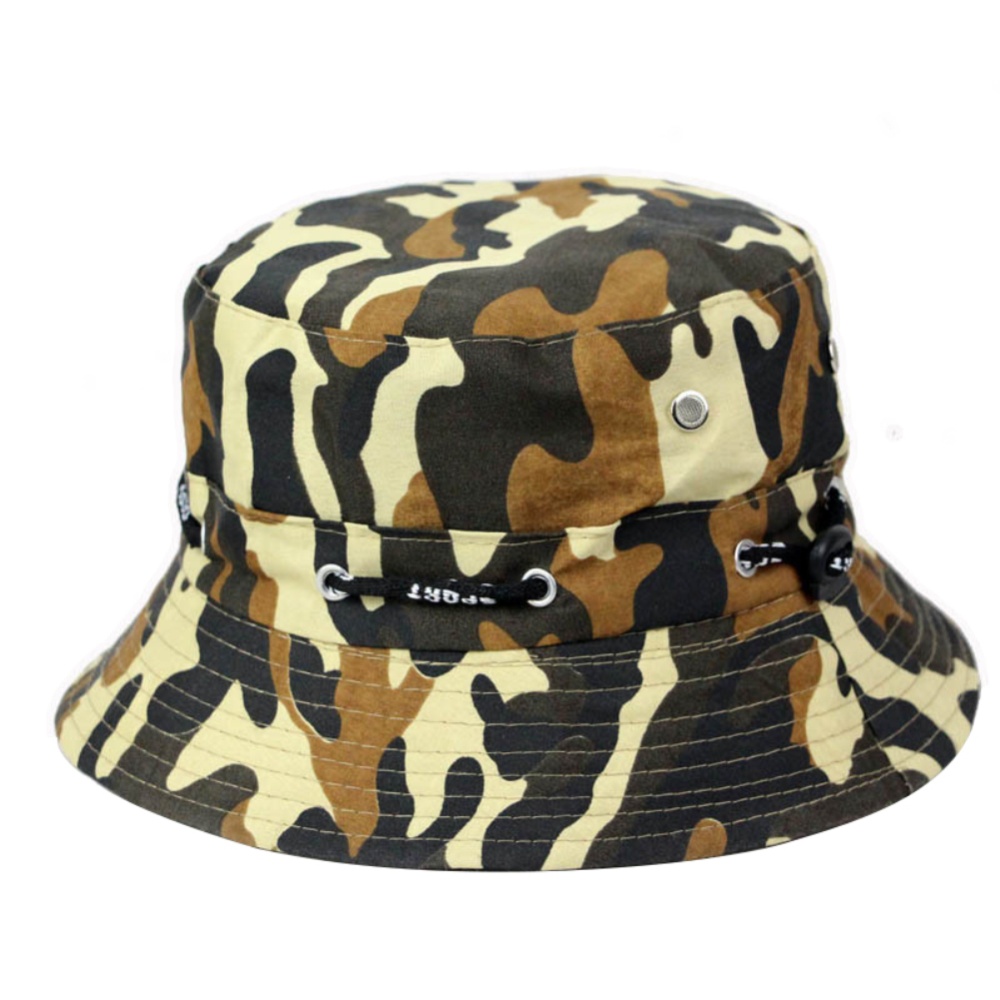 Bucket Hats Men Outdoor Fisherman Hat Cotton Fishing Cap Camouflage Caps dark brown_adjustable - Image 3