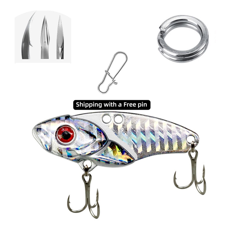 fishing lure 10/20g 3D Eyes Metal Vib Blade Lure Sinking Vibration Baits Artificial Vibe for Bass Pike Perch Fishing Silver colorful_10g - Image 3