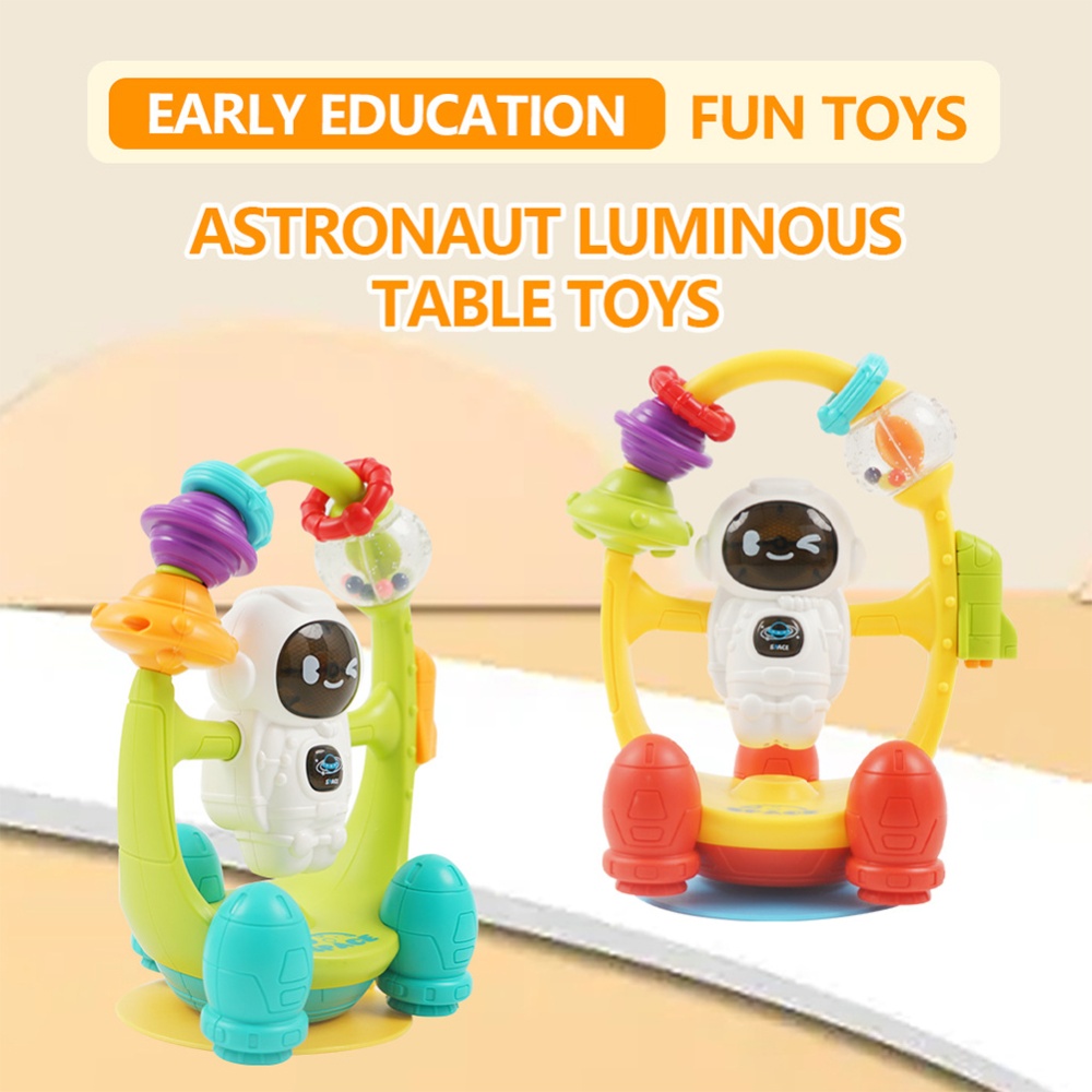 High Chair Toy With Suction Cup Electric Astronauts Rattle Multi-functional Tray Toys Sound Lights Effects For Gift light green - Image 3