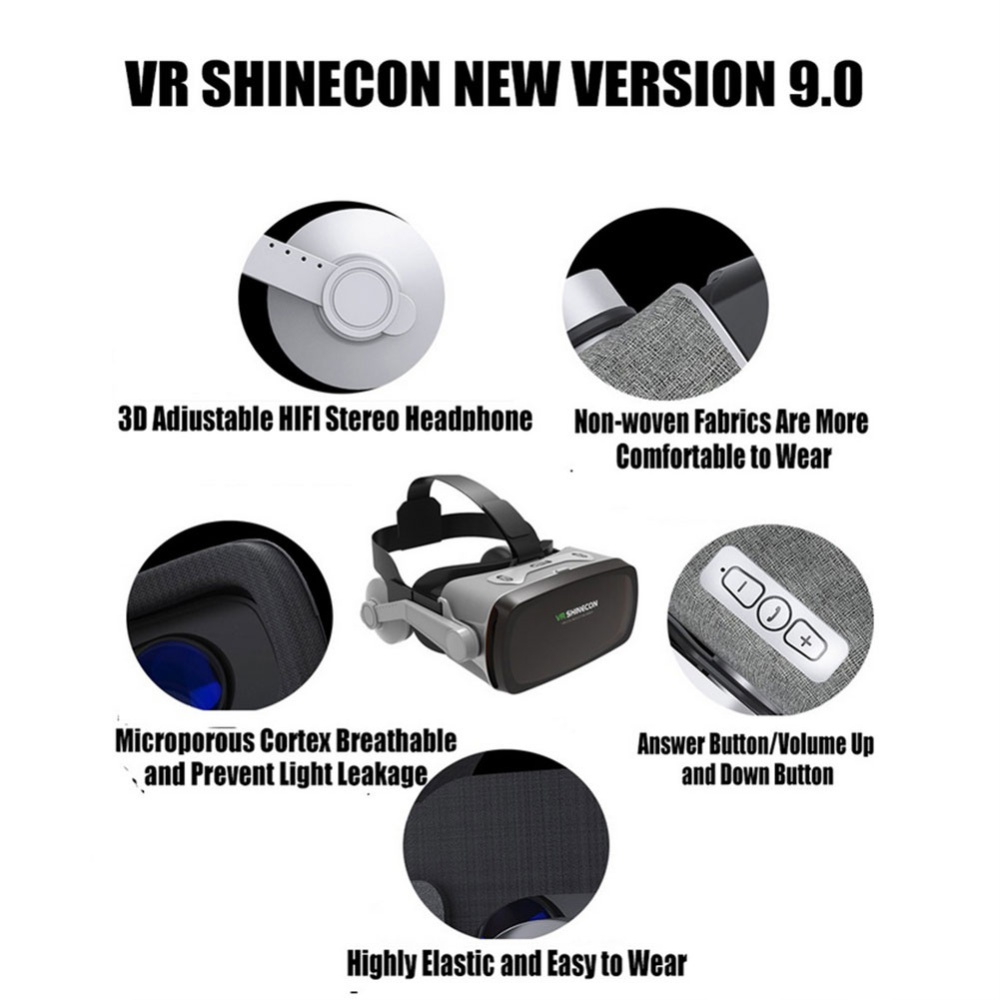 G07E Shinecon VR Glasses 9Th Generation Non-woven Fabric 3d Virtual Reality Helmet - Image 3