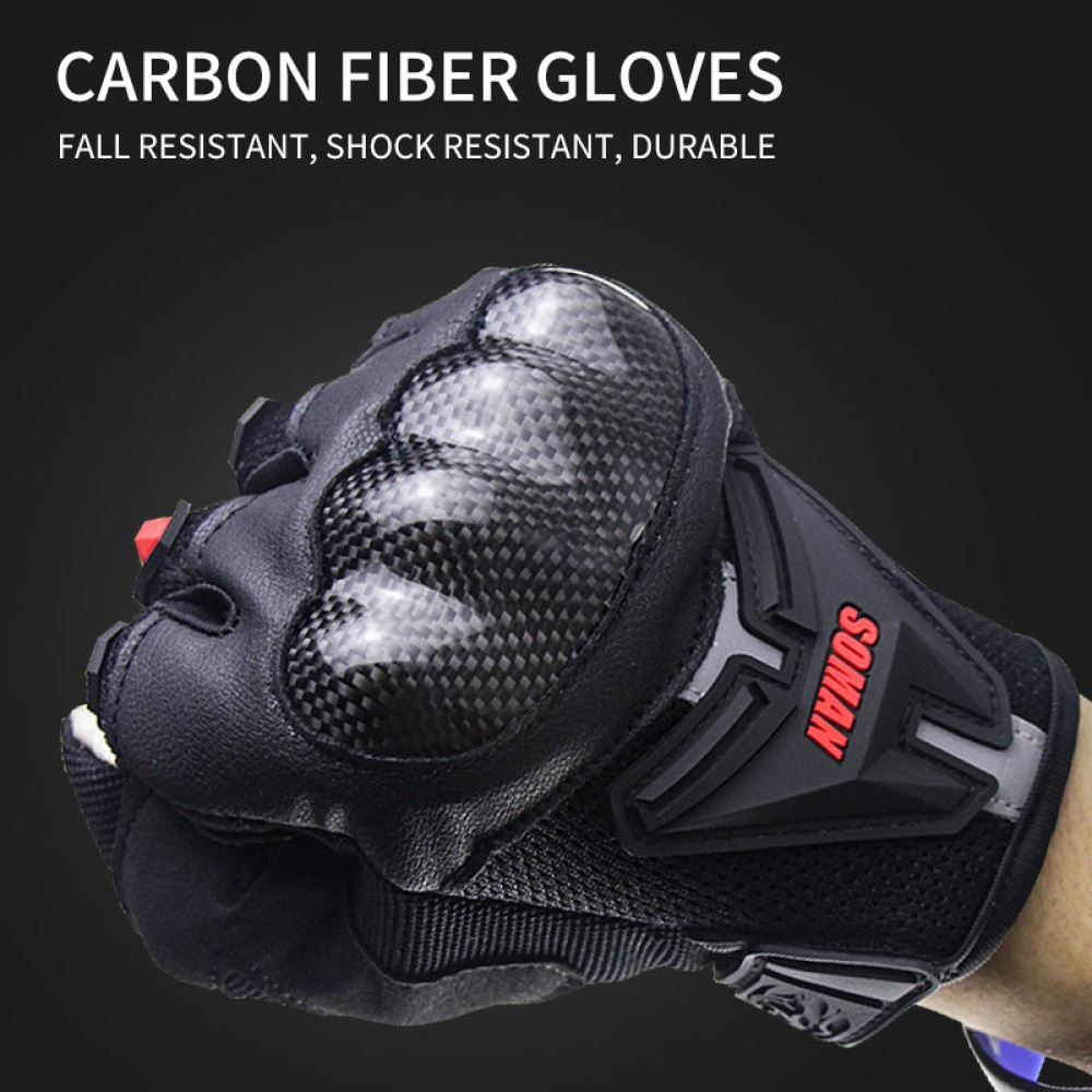 Motorcycle Gloves Leather Moto Riding Motorbike Protective Gears red_L - Image 2