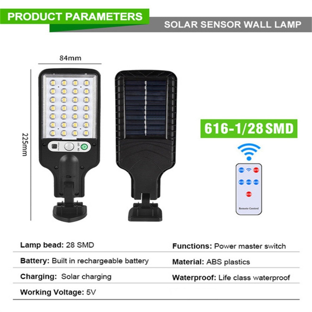 Led Solar Light 3 Modes Waterproof Motion Sensor Outdoor Street Wall For Garden Patio Yard 616-1 solar street light - Image 3