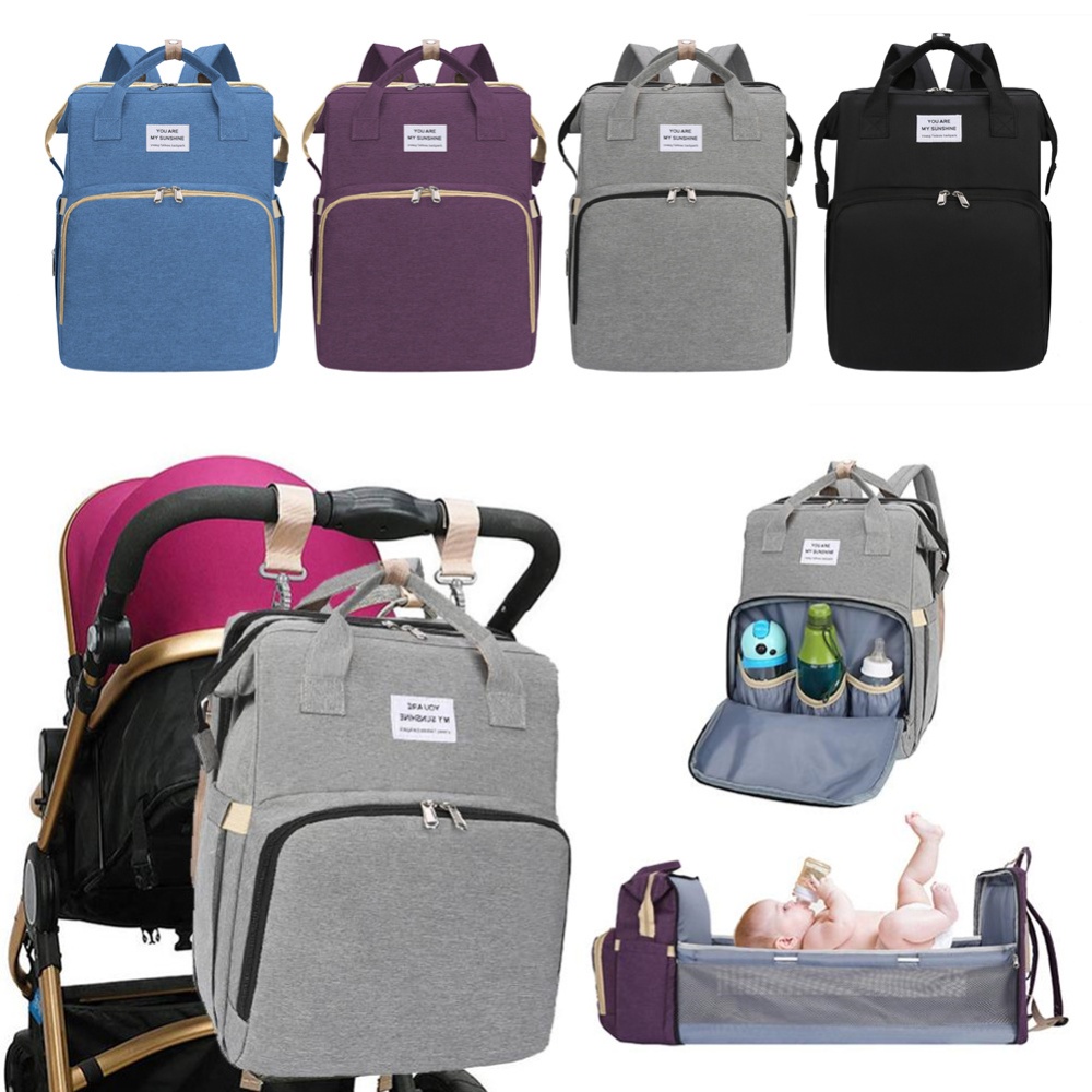 Mummy Bag Extendable Baby Folding Bed Multifunctional Backpack gray - Image 2