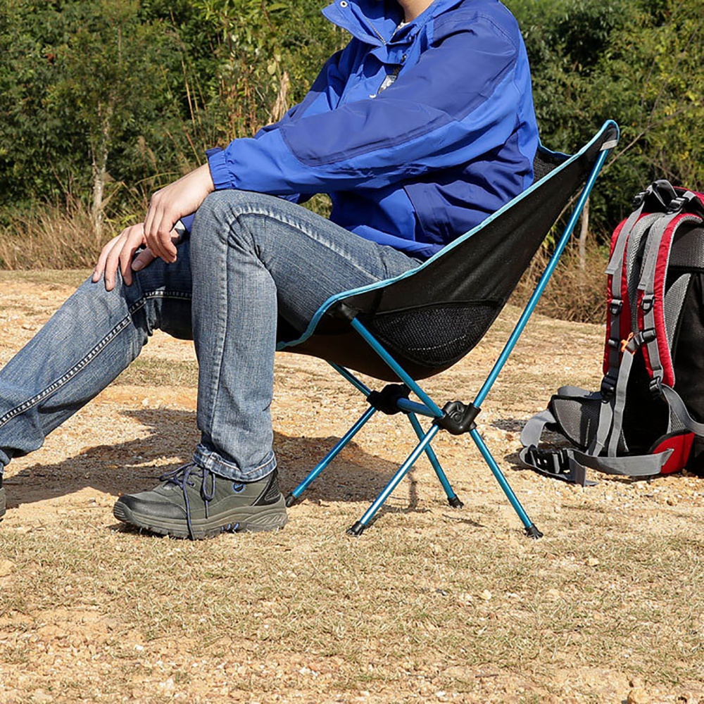 Travel Ultralight Folding Chair Portable Breathable High Load-bearing Aluminum Alloy Fishing For Hiking Picnic Royal blue - Image 2