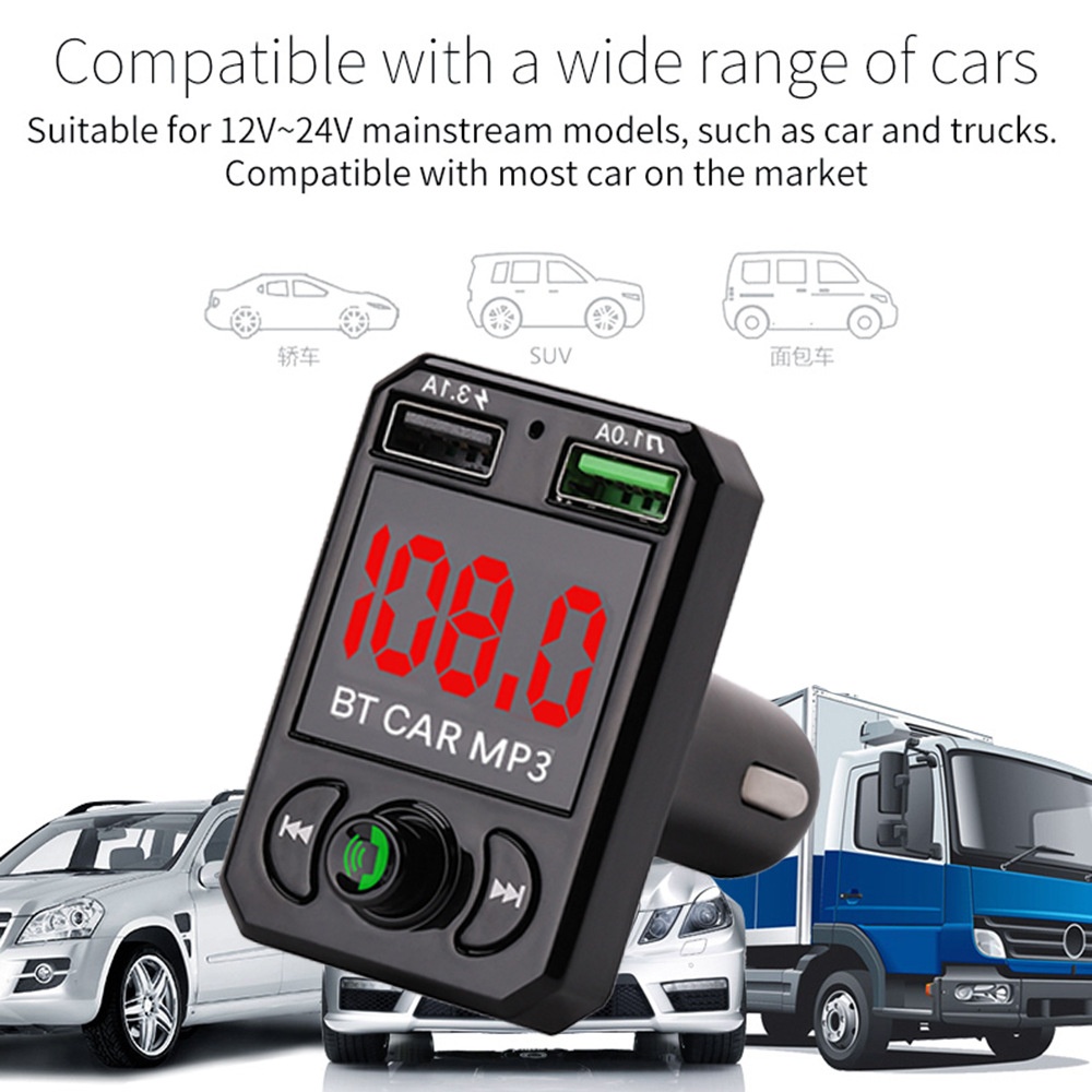 3.1A Vehicle MP3 Receiver Plug-in Card Multifunction FM Transmitter black - Image 2