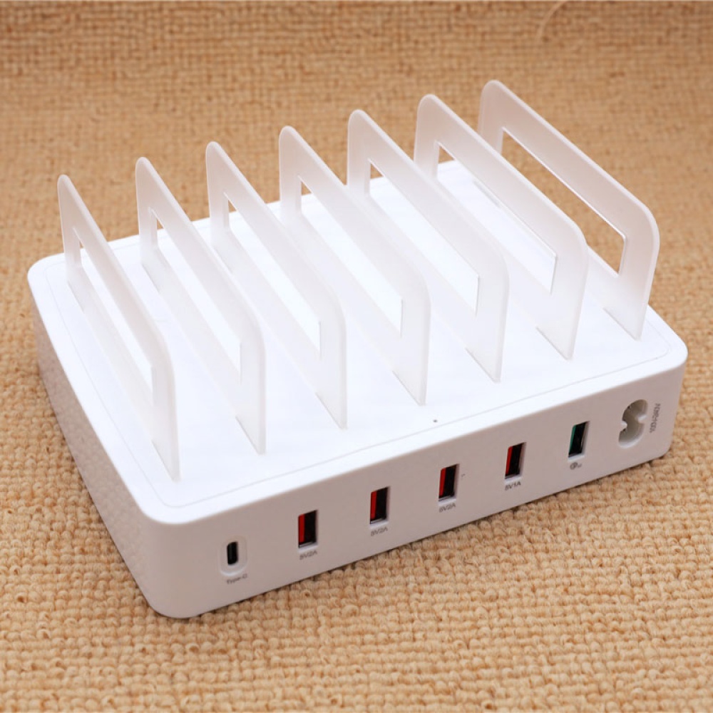 6 Port QC3.0 USB Charger Quick Charging Station Dock Multiple Devices Organizer For iPhone US Plug - Image 2