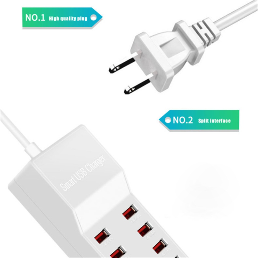 10 Ports USB Charger Desktop Mobile Phone 100W Fast Charge Adapter Universal Socket US Plug - Image 3