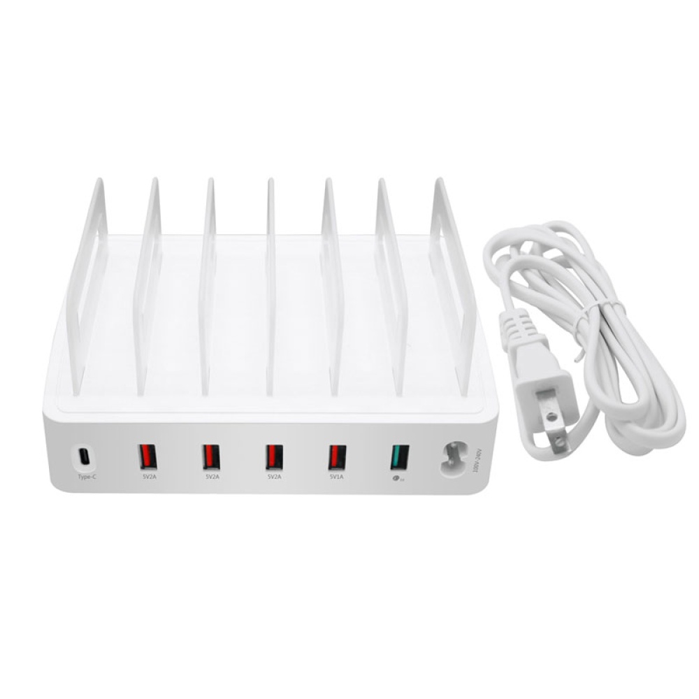 6 Port QC3.0 USB Charger Quick Charging Station Dock Multiple Devices Organizer For iPhone US Plug - Image 3