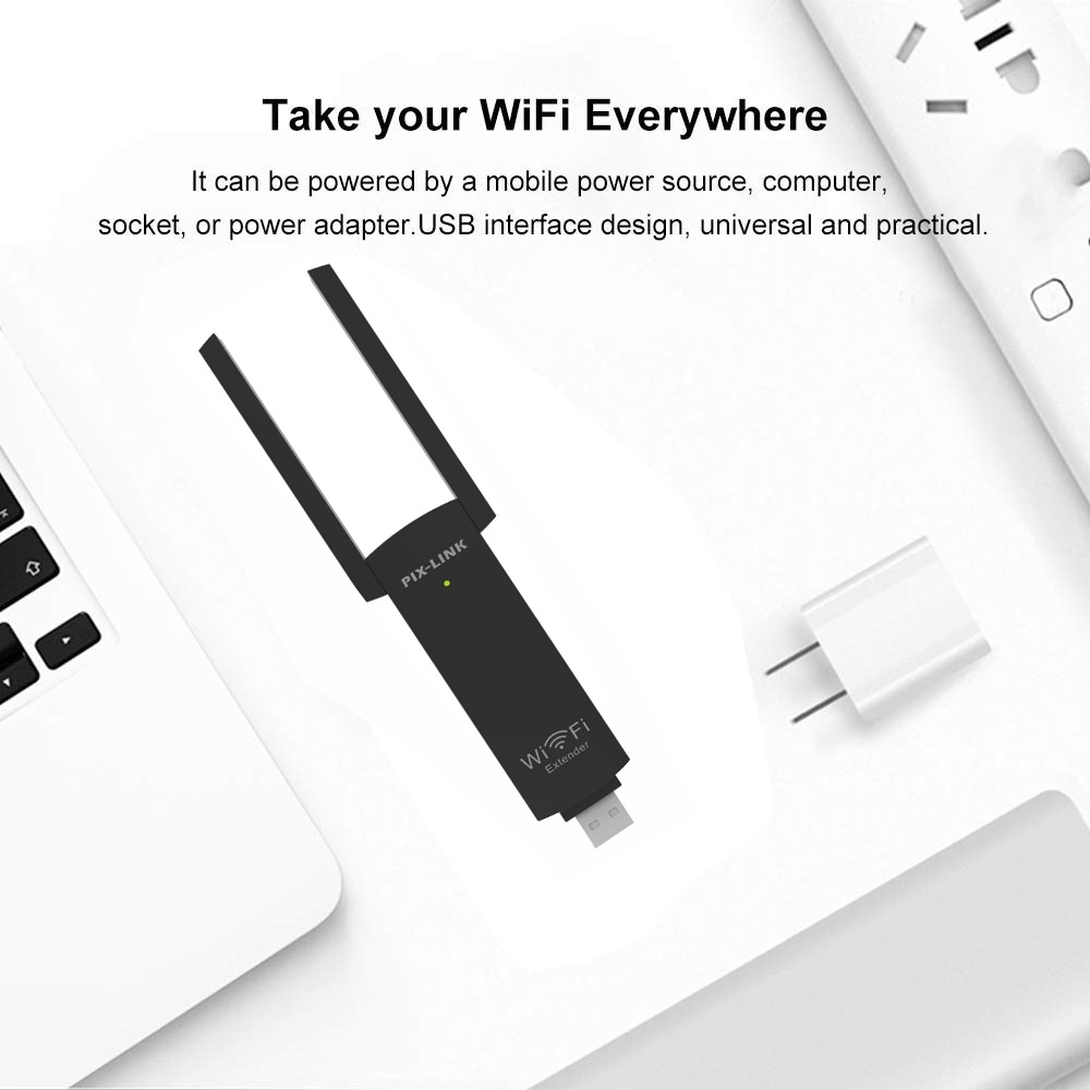 USB Wireless Wifi Repeater Range Extender Dual Antenna 300Mbps 802.11b/g/n Wi-Fi Signal Booster Amplifier black - Image 3