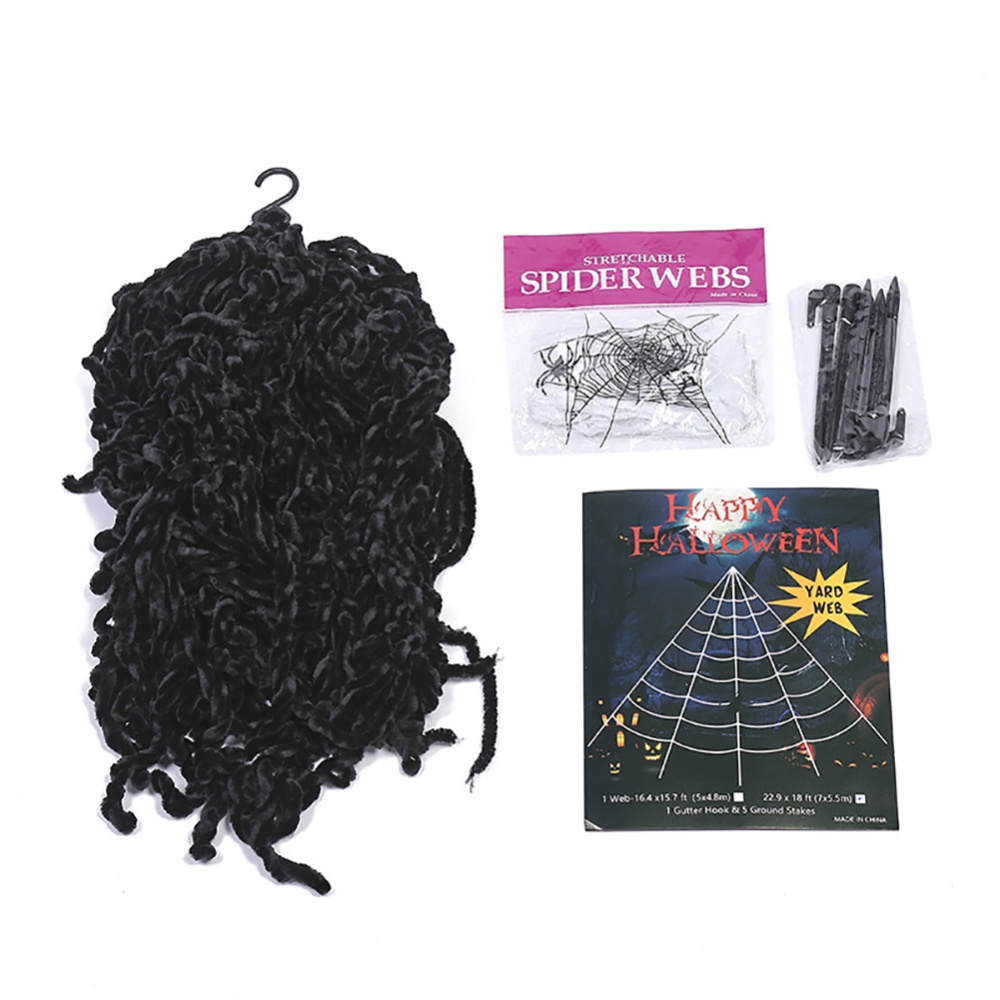 Simulating Super-large Spider Web Outdoor Decoration Props for Halloween Black