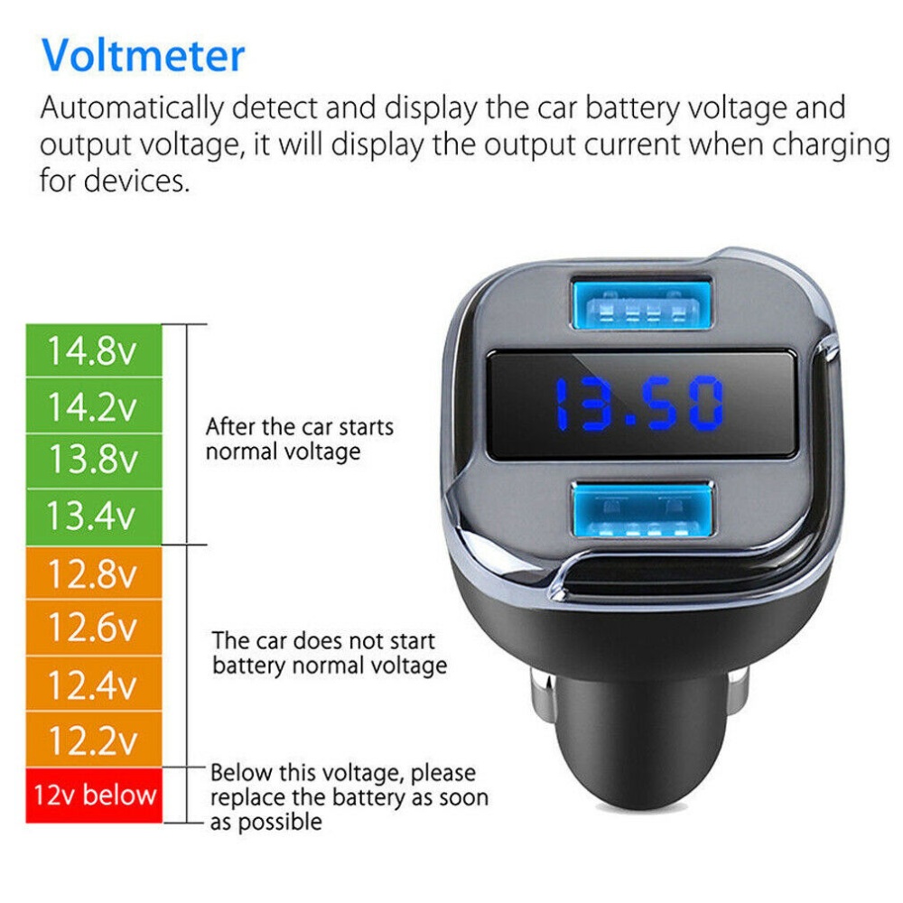 Locate Car Charger GPS Tracker Voltage Current Display Dual USB Ports Monitor black - Image 3