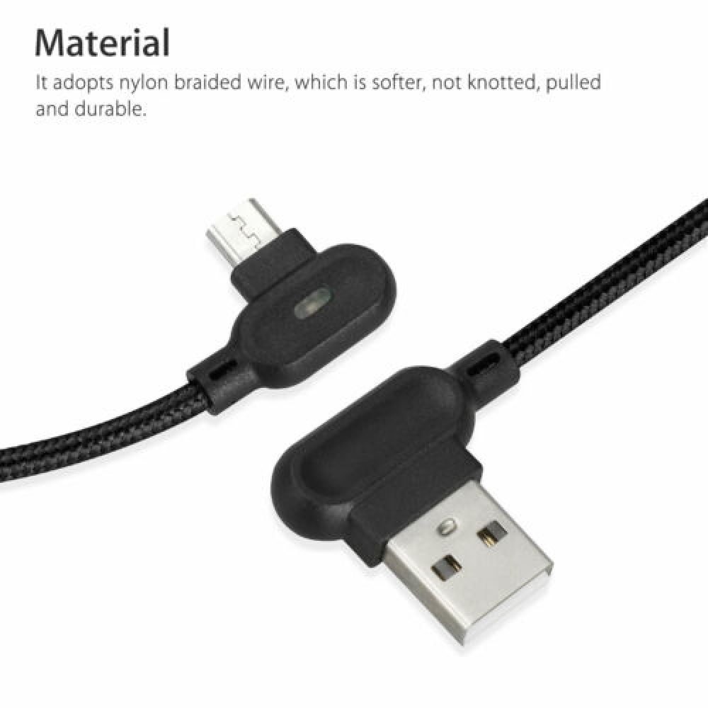 2M Double Bend 90° Right Angle Micro USB Type-c For Apple Interface LED Fast Charging Data Cable red - Image 3