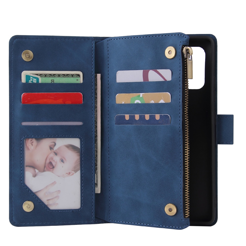 For Samsung S10 Lite 2020 Mobile Phone Case Wallet Design Zipper Closure Overall Protection Cellphone Cover 2 blue - Image 3