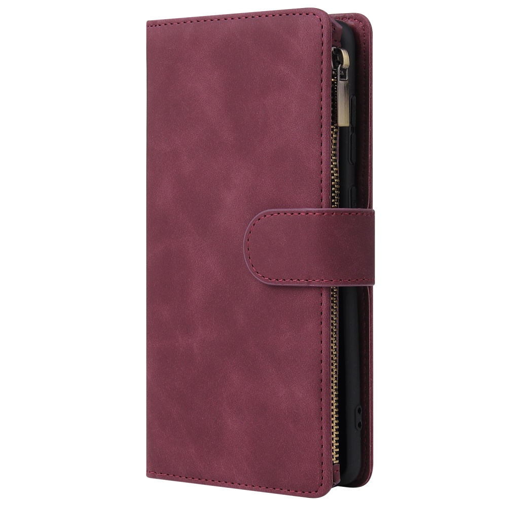 For Samsung A71 Case Smartphone Shell Precise Cutouts Zipper Closure Wallet Design Overall Protection Phone Cover Wine red - Image 3