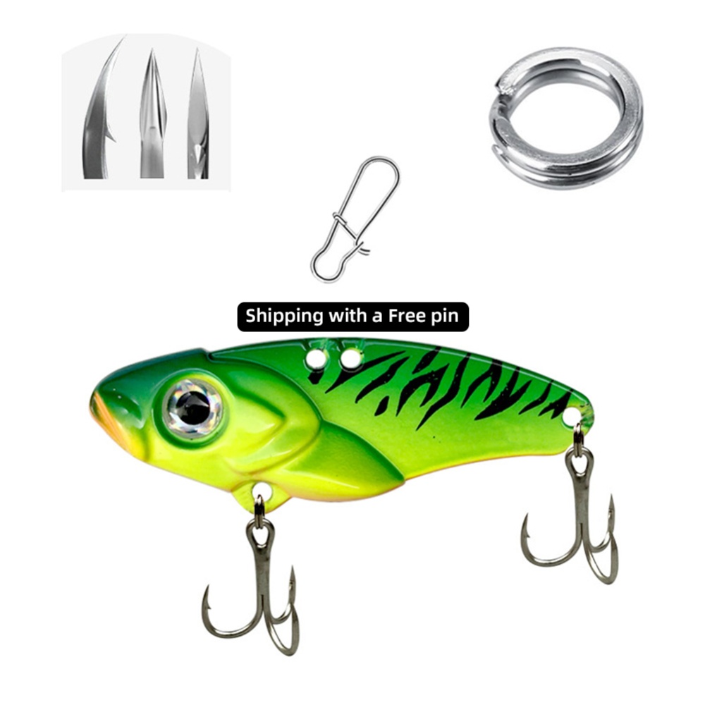 fishing lure 10/20g 3D Eyes Metal Vib Blade Lure Sinking Vibration Baits Artificial Vibe for Bass Pike Perch Fishing Green pattern_20g - Image 3