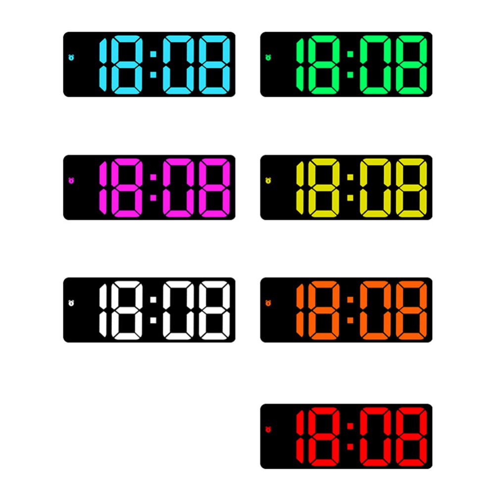 Colorful Led Electronic Alarm Clock 3 Levels Adjustable Brightness Time Date Temperature Display Large Screen Table Clocks White - Image 2