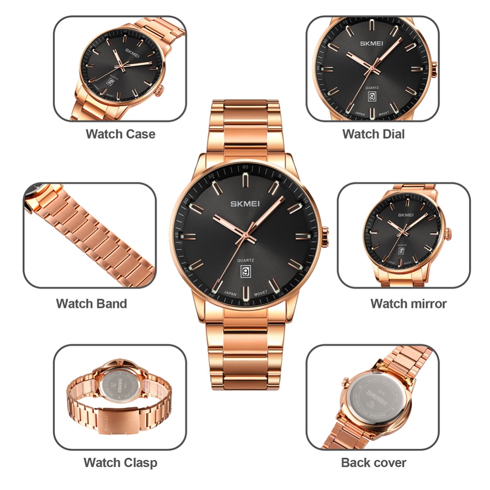 SKMEI Men Business Watch Fashion Time Date Display Luminous Waterproof Wristwatch Quartz silver - Image 3