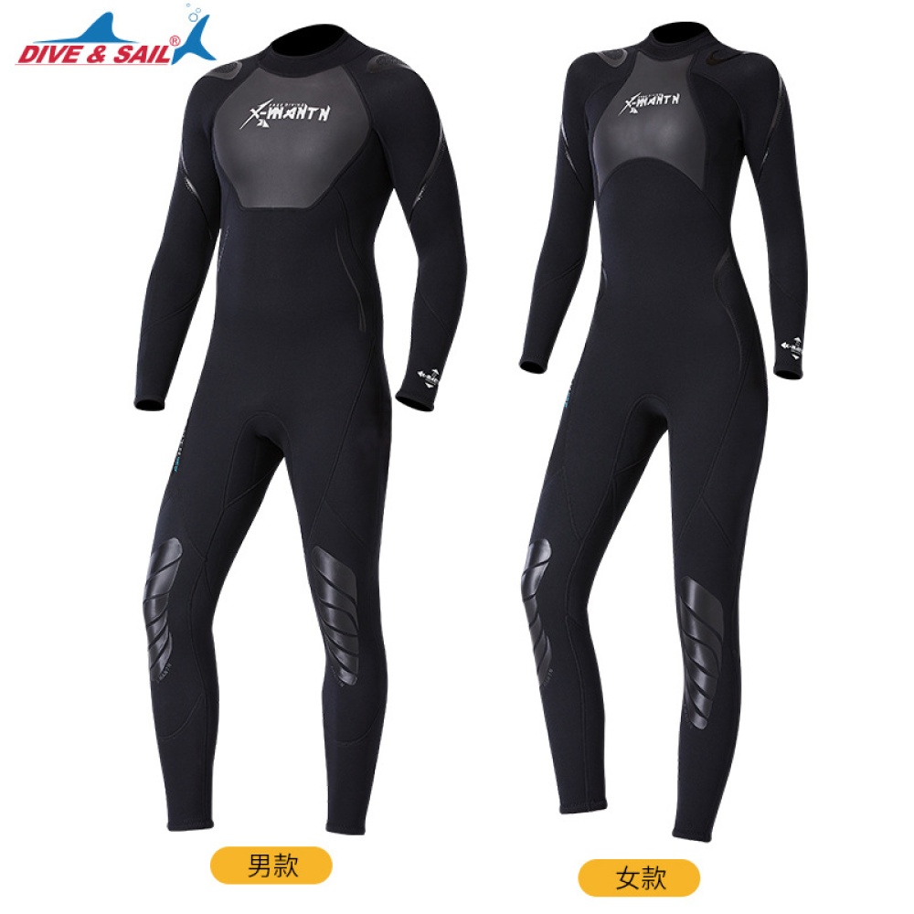 3MM Diving Suit Men Siamese Warm Women Long Sleeve Cold-proof Winter Swimwear Male black_S - Image 2