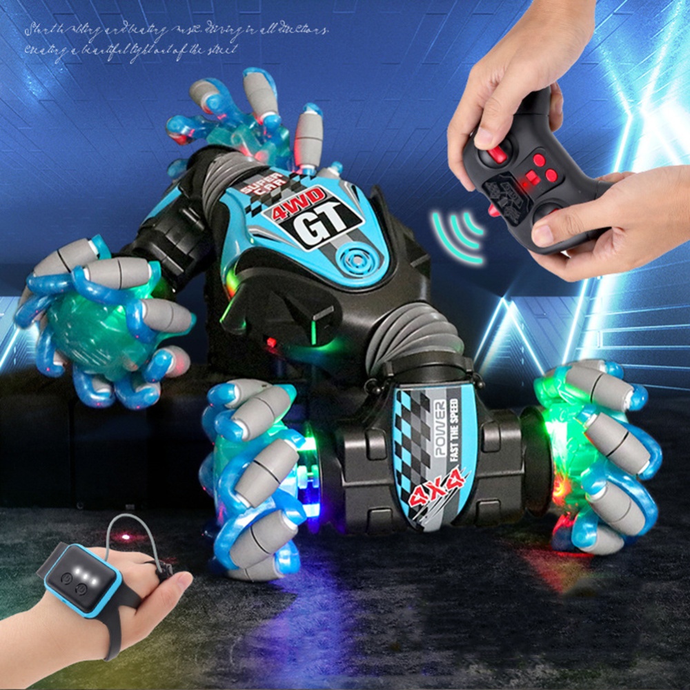 Boys Twisting Remote Control Car Gesture Induction Deformation Off-road Vehicle with Light Cv8818-99ab Blue - Image 3