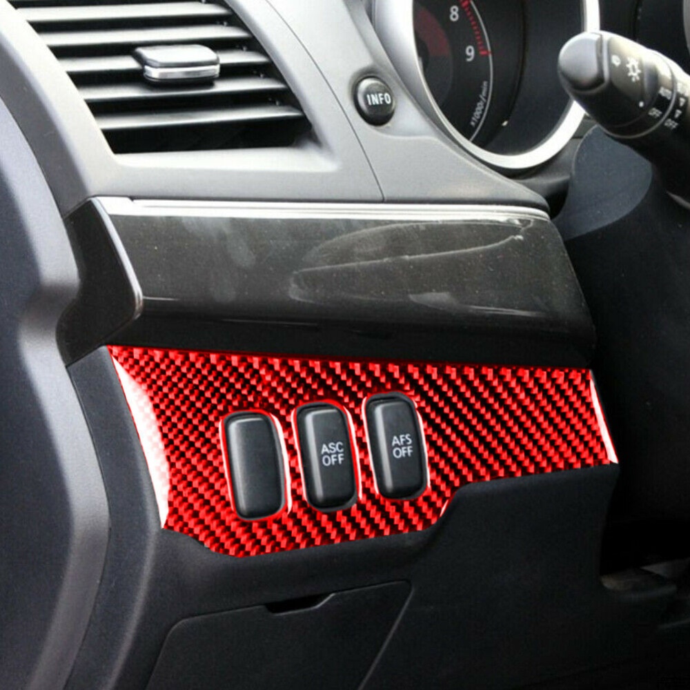 Headlight Switch Decorative Carbon Fiber Panel For Lancer 2008-15 red - Image 2