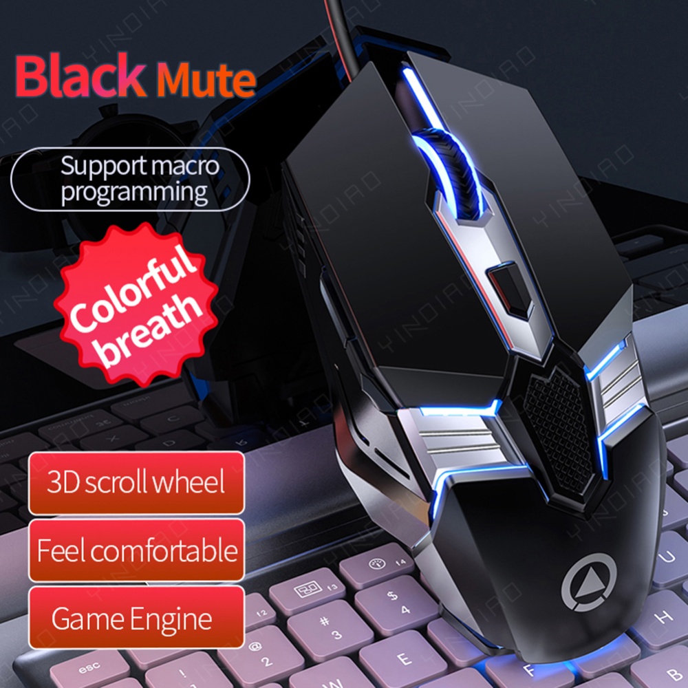 3200DPI Adjustable Usb Glowing Wired G12 Mouse Game Macro Programming Computer Optical 6 Keys Gaming White silent version - Image 2