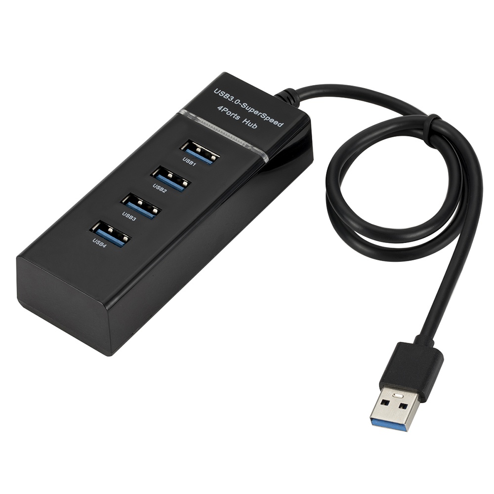 Usb Hub 4-port Multi-interface Portable Splitter With Led Indicator Light black - Image 3